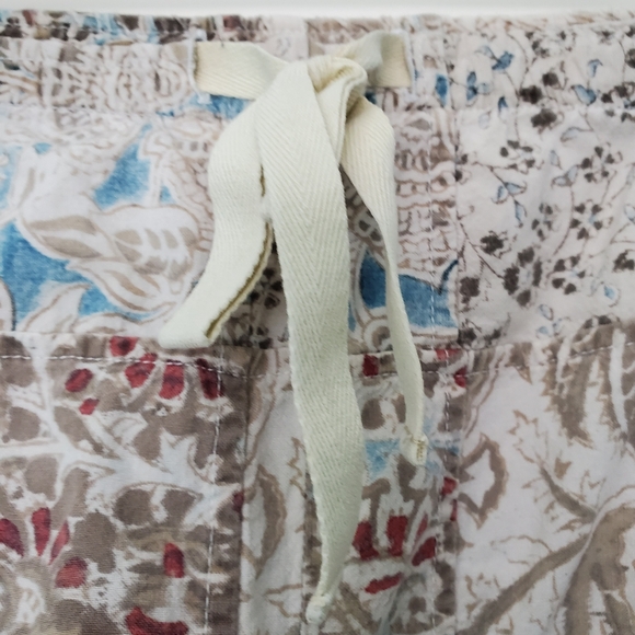 Orvis Women's 100% Cotton Patchwork Cropped Pants Size 16 Drawstring Waist - Picture 10 of 12